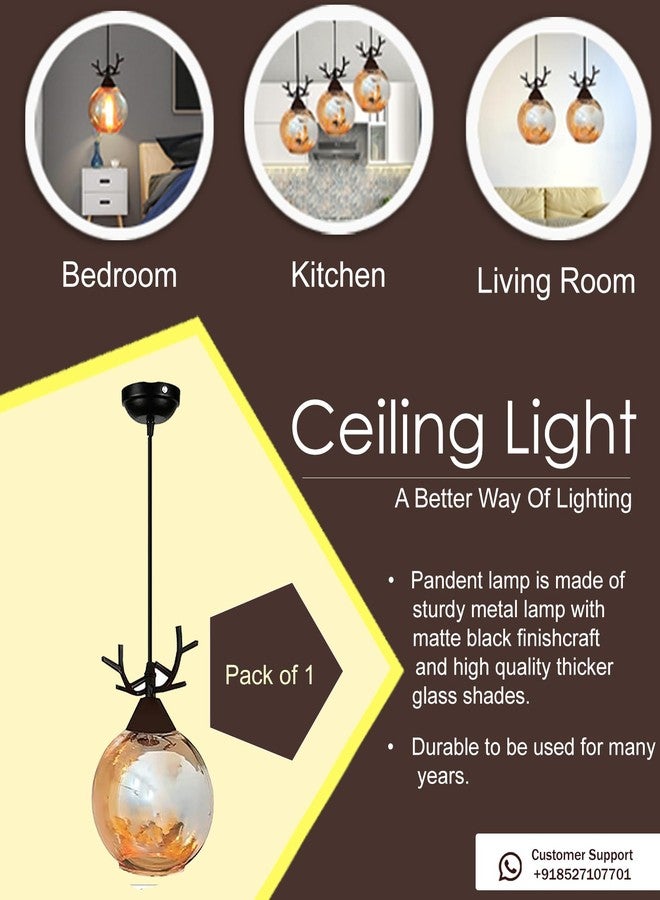 Avior Hanging Lights for Kitchen Arch Island, Ceiling Pendant Lamps for Home Decoration, Dining Table Pendant Drawing Room Center Hanging Lamp (Brown, Single Pack of 1) - Image 3